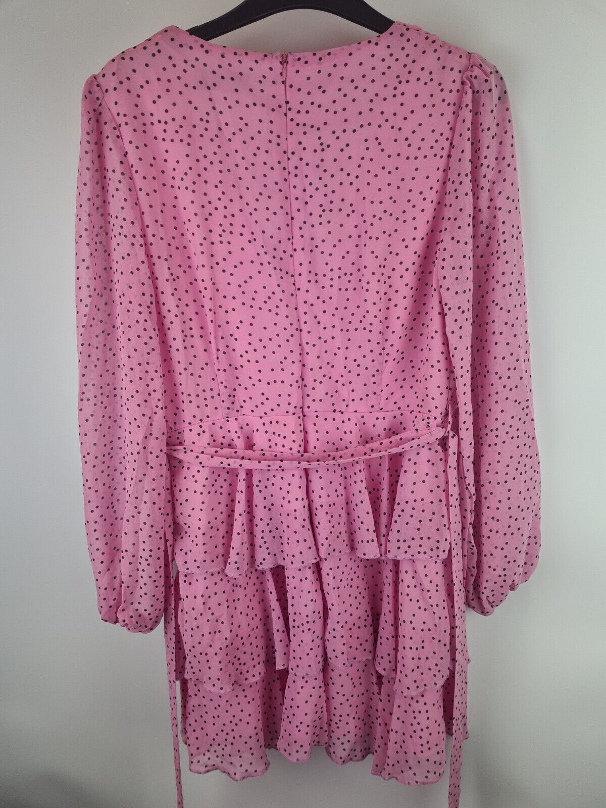 Quiz Pink Polka Dot Chiffon Skater Dress Size UK 14 **** V335