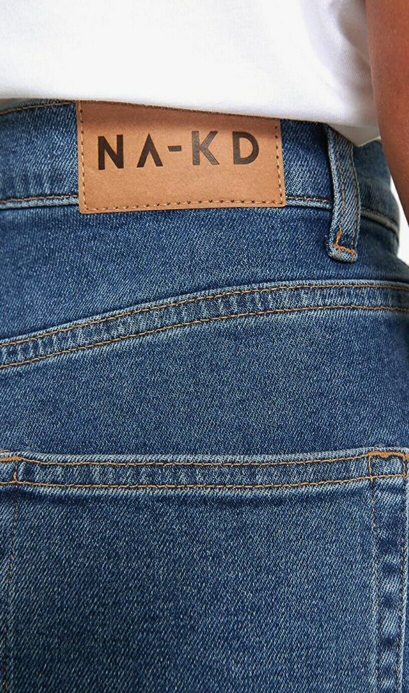 na-kd Straight Leg High Waisted Jeans Mid Blue Size 10****Ref V539