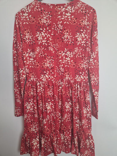 Womens Floral Tiered Long Sleeve Dress - Red. UK 12 **** Ref V241