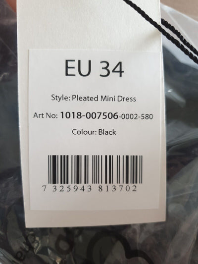 NA-KD Pleated Mini Dress Black EU34 8 ****Ref V520