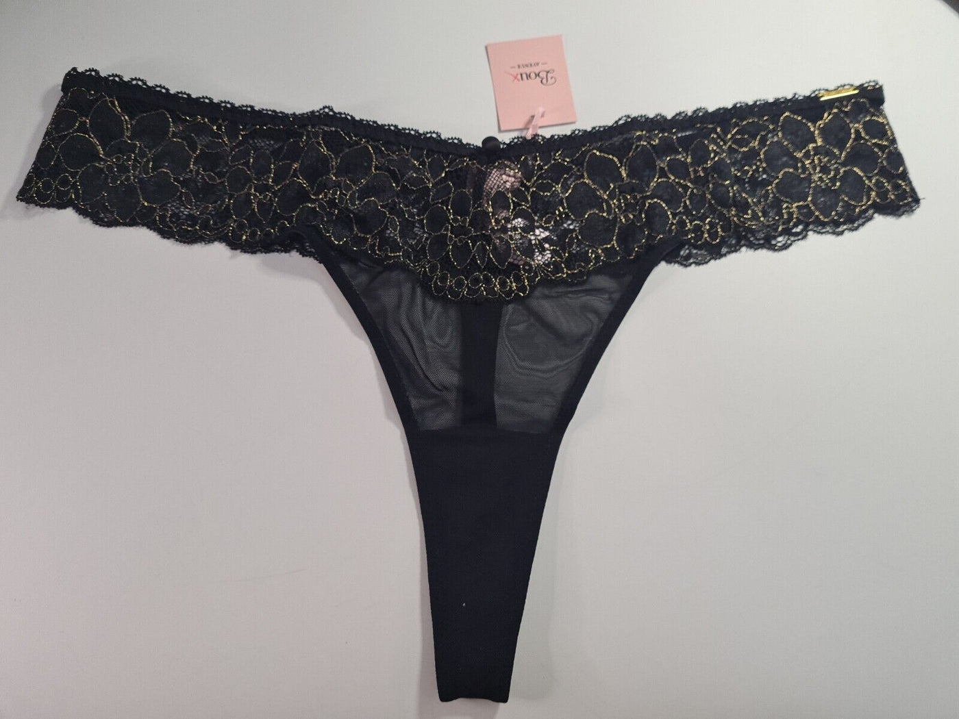 Boux Avenue Bea Black And Gold Thong Size 18 **** VA1