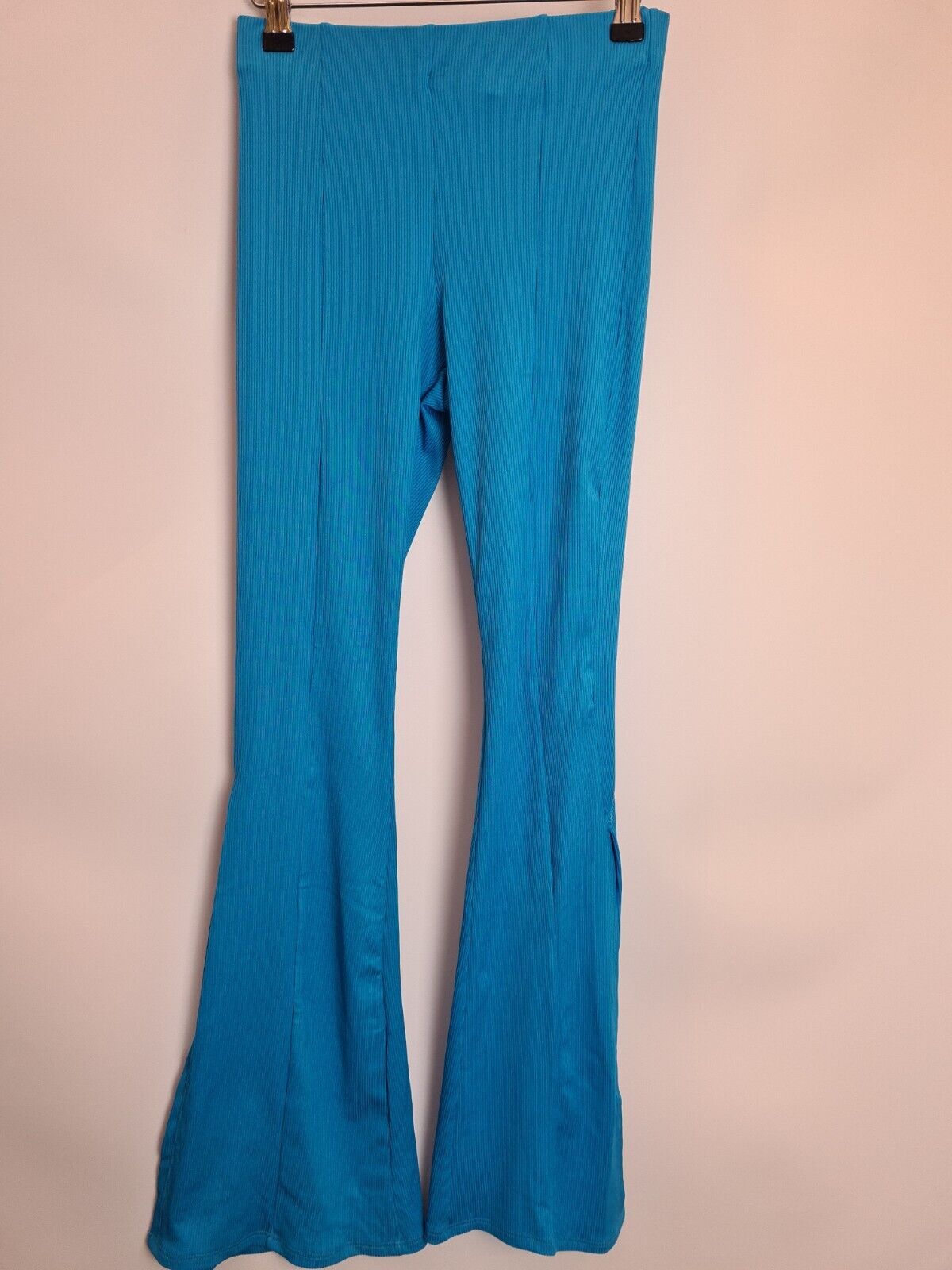 River Island Petite Bright Blue Flared Slit Trousers Size 10 **** V219