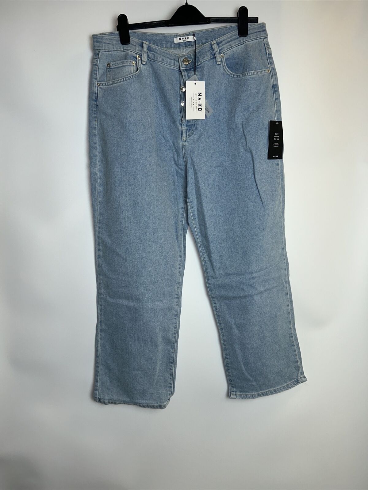 Na-Kd High Waisted Straight Light Wash Denim Jeans.  Size 12 **** V200