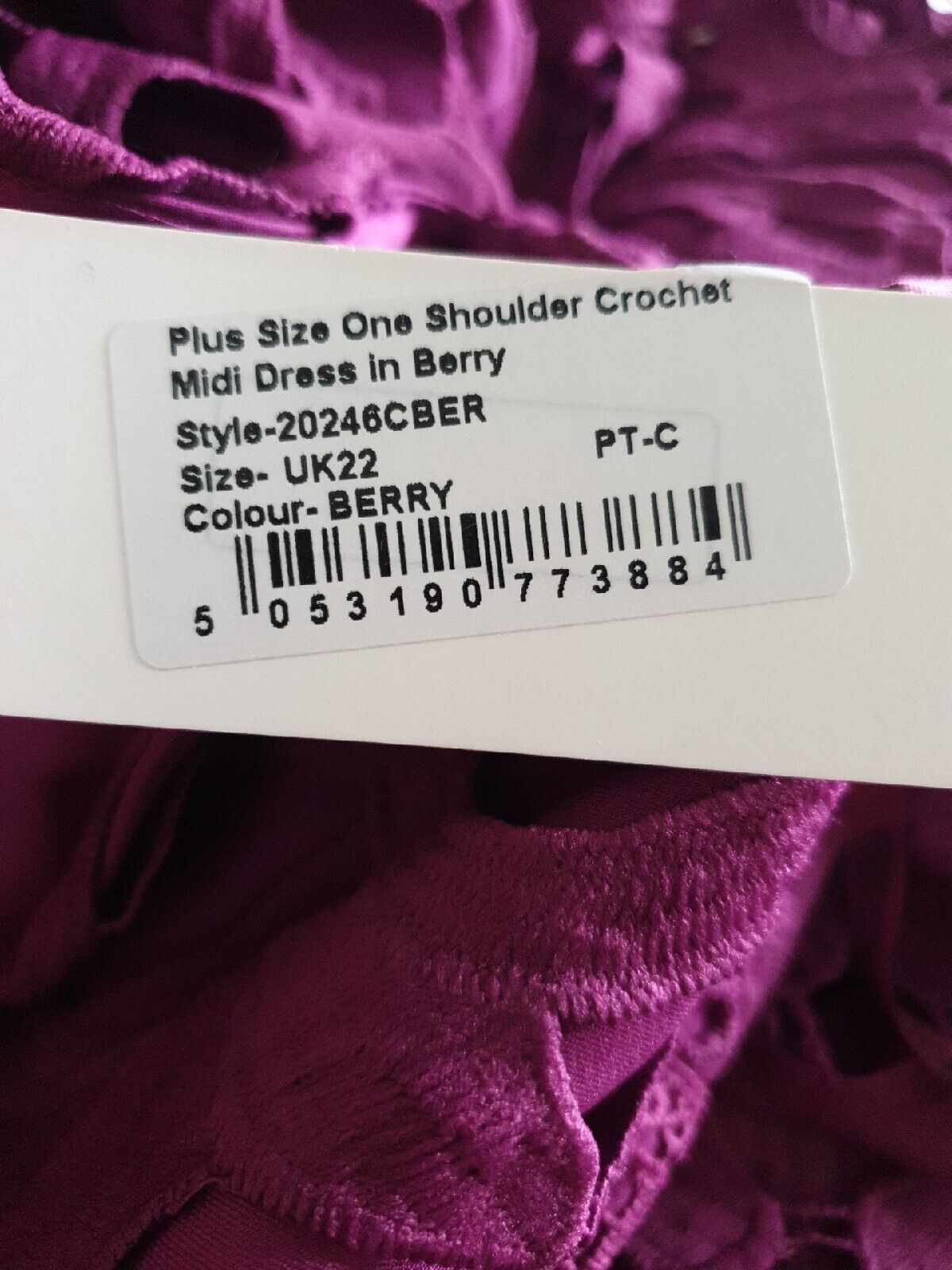 Chi Chi Plus Size One Shoulder Dress Berry Uk22****Ref V440