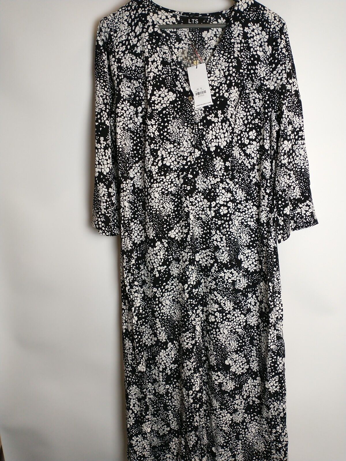 Long Tall Sally Black Ditsy Floral Midi Dress Size 16 **** V95