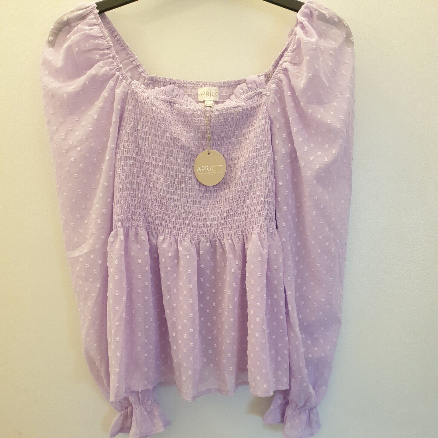 Apricot Lilac Puff sleeve top Uk14****Ref V235