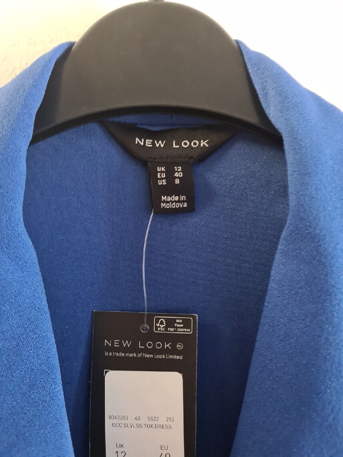 New Look Sleeveless Tuxedo Dress Blue Size 12 BNWT Ref ****V502