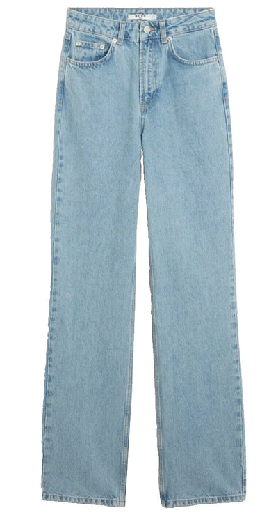 NA-KD High Waisted Straight Denim Jeans- Light Blue - EU 42 UK 14.