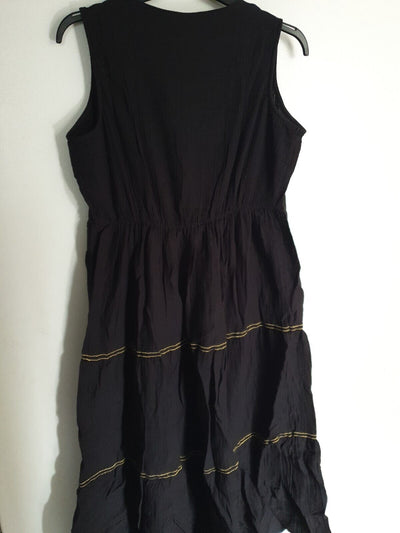 Cheesecloth Lurex Stripe Maxi Dress Black Uk14****Ref V555