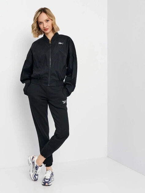 Reebok Womens Shiny Fashion Black Jacket Size Small *** SW17