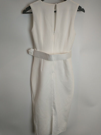 River Island White Belted Bodycon Midi Dress Size UK 6 **** V94