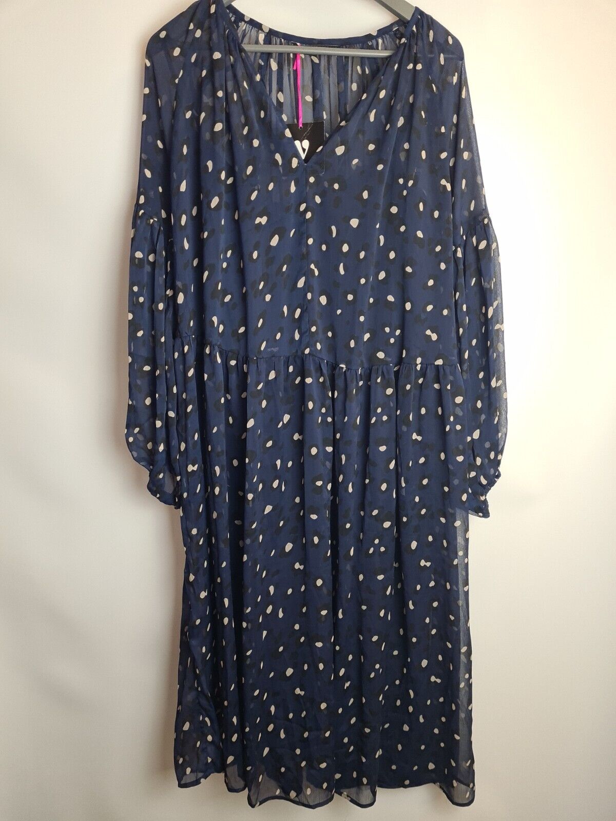 Womens Navy Blue Animal Spot Skater Mesh Dress Size 12 **** V356