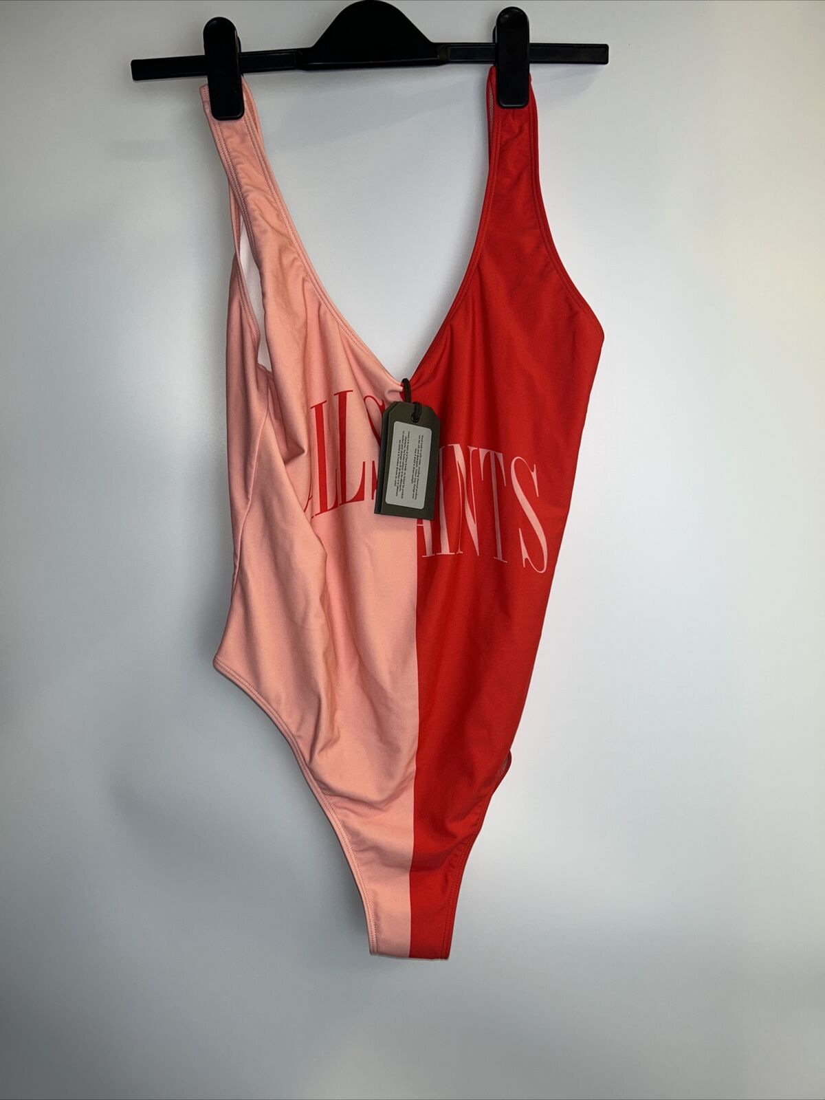 Allsaints Mai Split Colour Block Swimsuit-Pink/Red.UK Large ****Ref V79