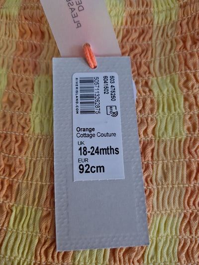 River Island Mini Orange Cottage Couture Girls Top UK 2-3 Years old ****Ref V389