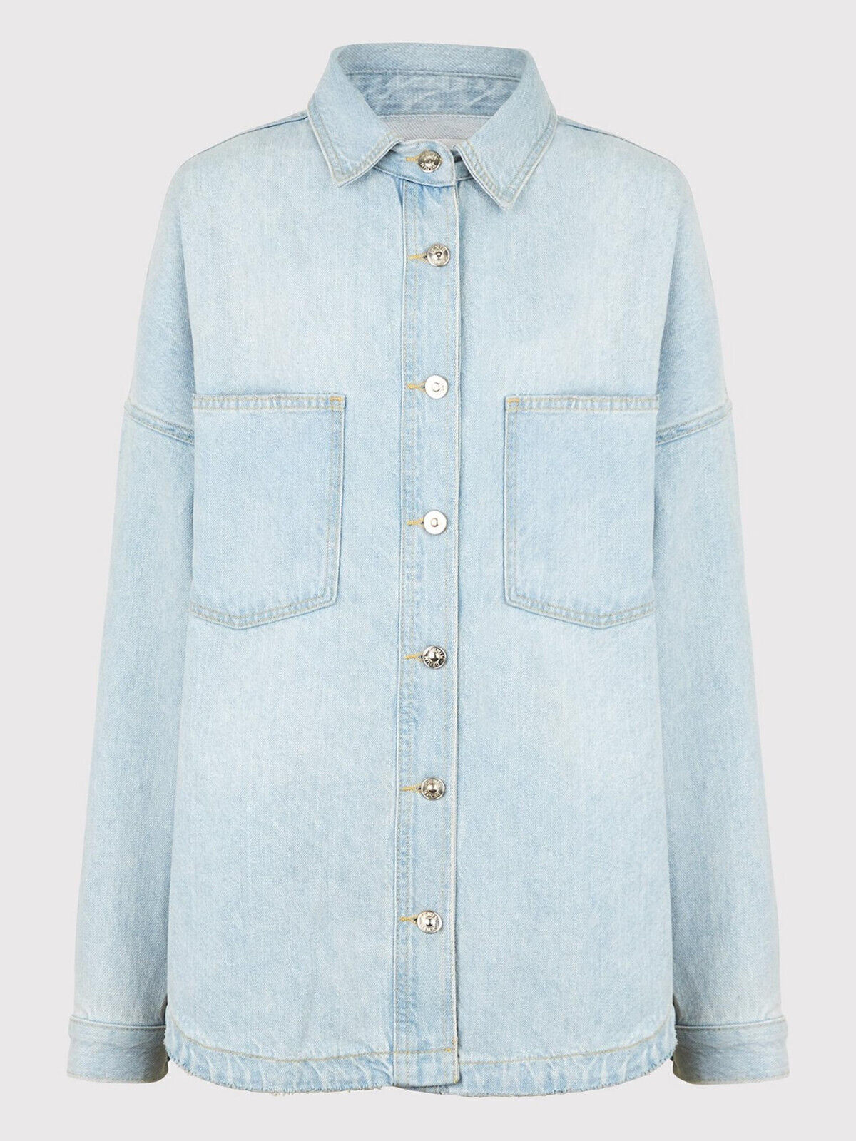 Michelle Keegan Light Wash Denim Shirt Size 10 Missing Button