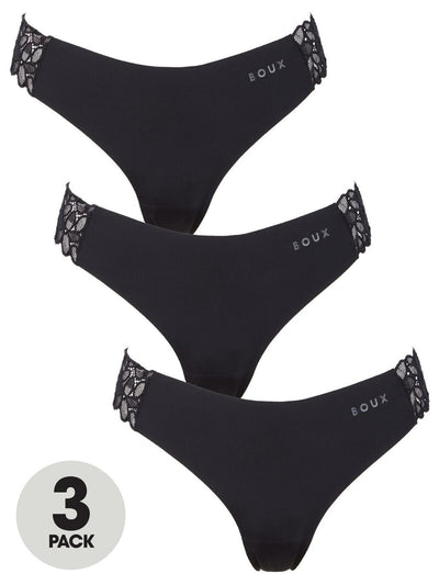 Boux Avenue Tallula Black Thong (3 Pack) Size 6 ** V375