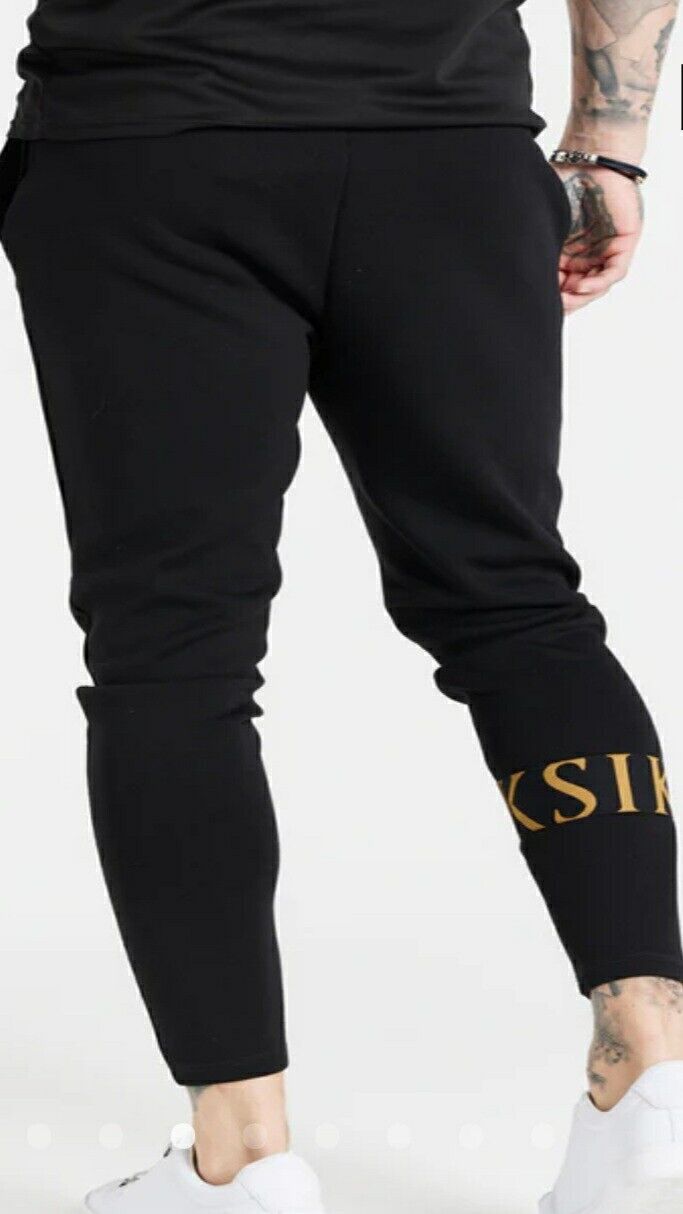 Siksilk Dynamic Track Pants Black/Gold UK Small.