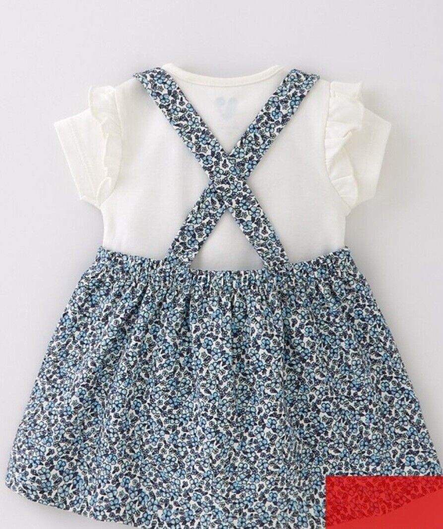 Newborn Baby Blue Floral Pinny And Bodysuit Set **** V305