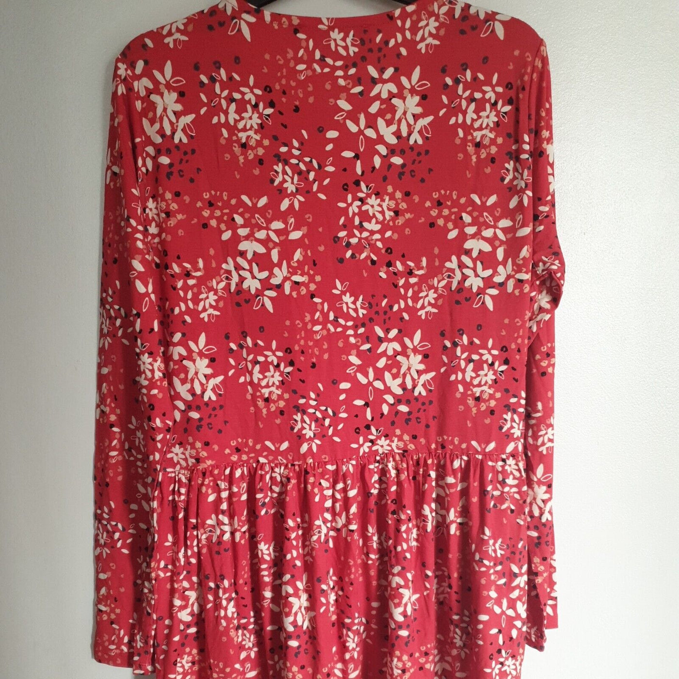 Red Floral Print Dress Long Sleeve UK 14 **** SW14