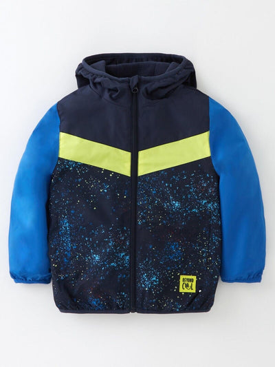 Boys Fleece Lined Paint Splash Jacket - Navy/Blue. UK 3/4 Years