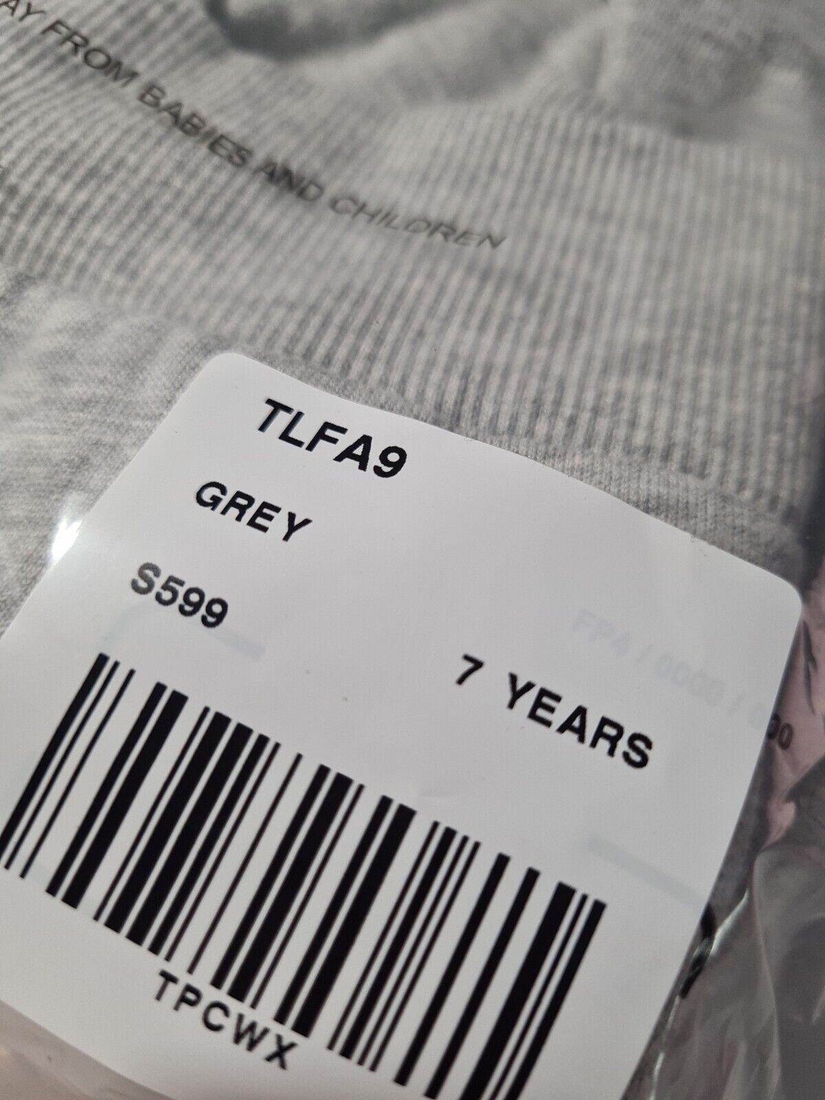 Kids Grey Full Zip Hoodie Size 7 Years ****Ref V245
