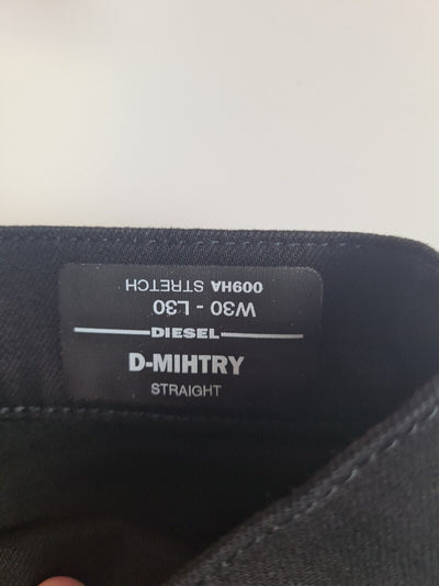 Diesel D-Mihtry Straight Fit Black Jeans Size 30 Short