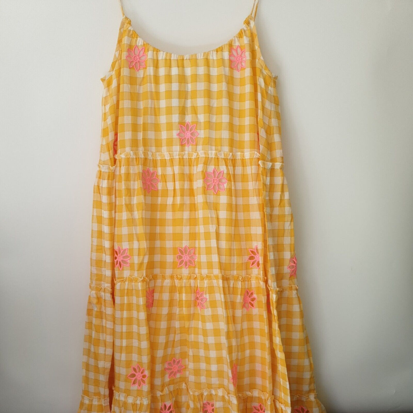 Sundress Maureen Yellow Gingham & Pink One Size