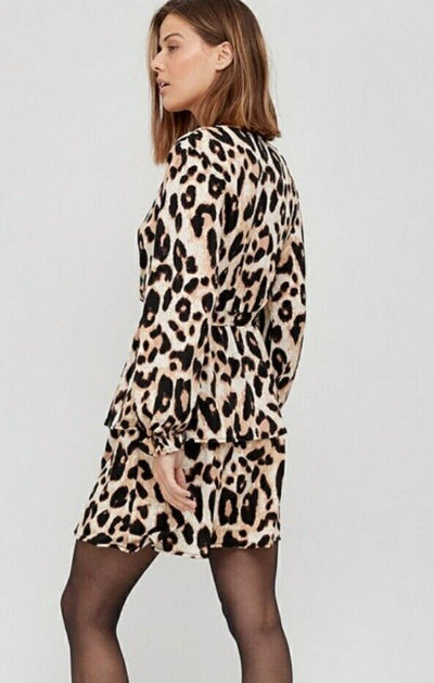 Wrap Tiered Skater Dress Animal Print UK 10 **** SW20