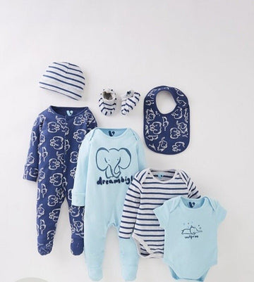 Baby Boys Elephant 7 Piece Starter Set. Size 12-18 Months **** V465