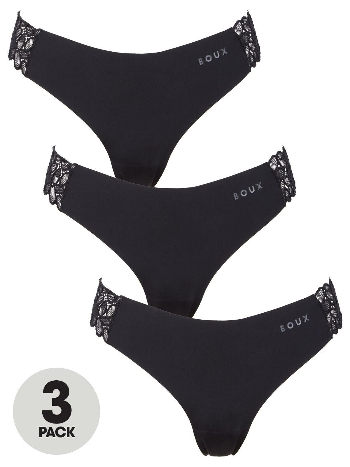 Boux Avenue Tallula Black Thong (3 Pack) Size 6 ** V513