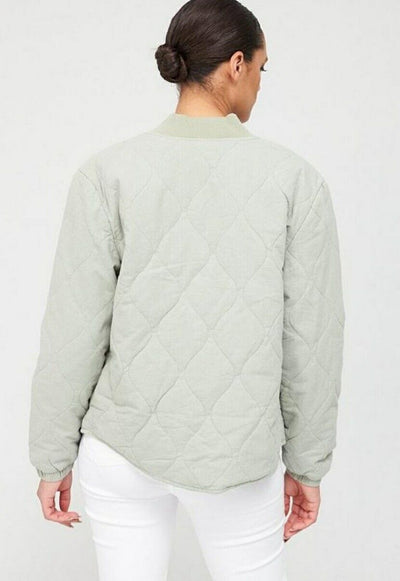 Quilted Cotton Bomber With Curve Sage Size 16****Ref V488