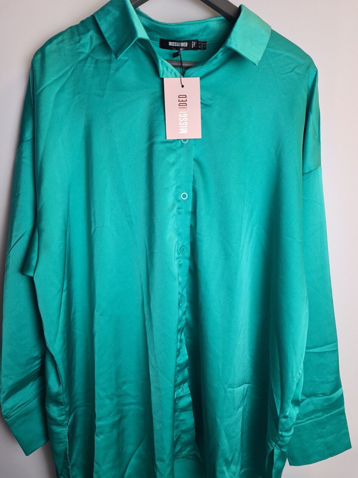 Missguided Emerald Extreme Oversized Shirt Size 12 **** V281