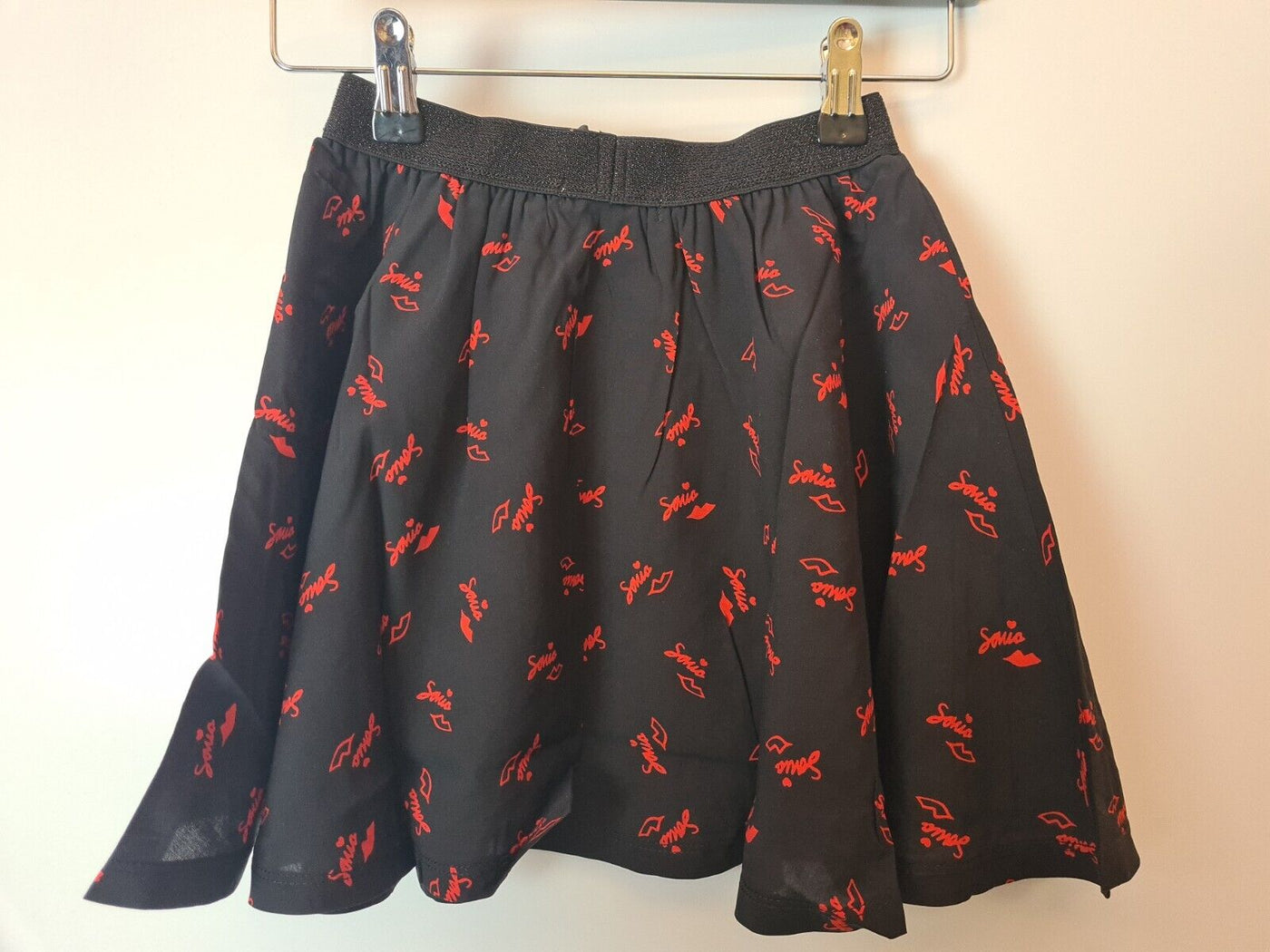 Sonia Rykiel Loon Red Black Logo Skirt Kids Size 10 Years **** V146