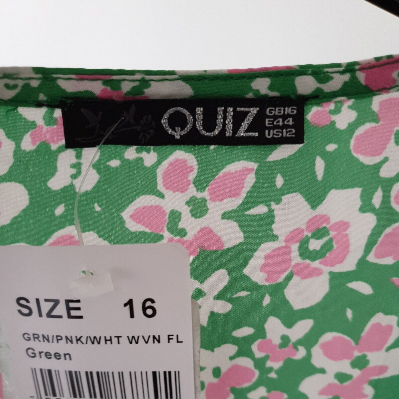 Quiz Green/pink Floral Dress Size 16****Ref V223