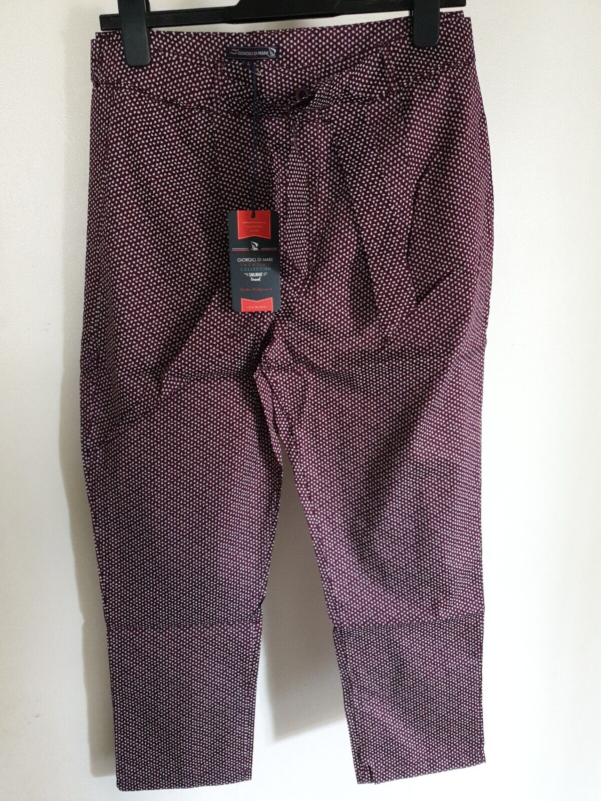 Giorgio Di Mare Burgundy Pure Cotton Ankle Crop Trousers Size L Ref Y39