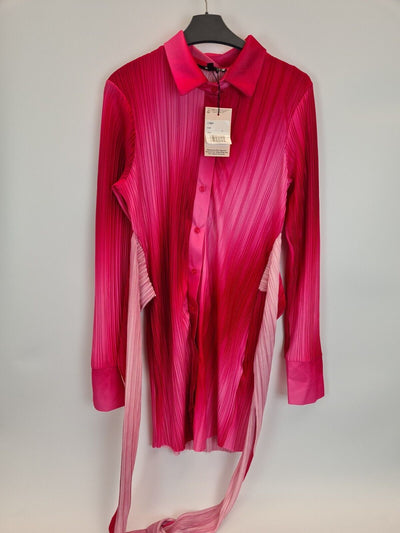 Missguided Tie Waist Shirt Dress Ombre Pink Size UK 12 **** V334