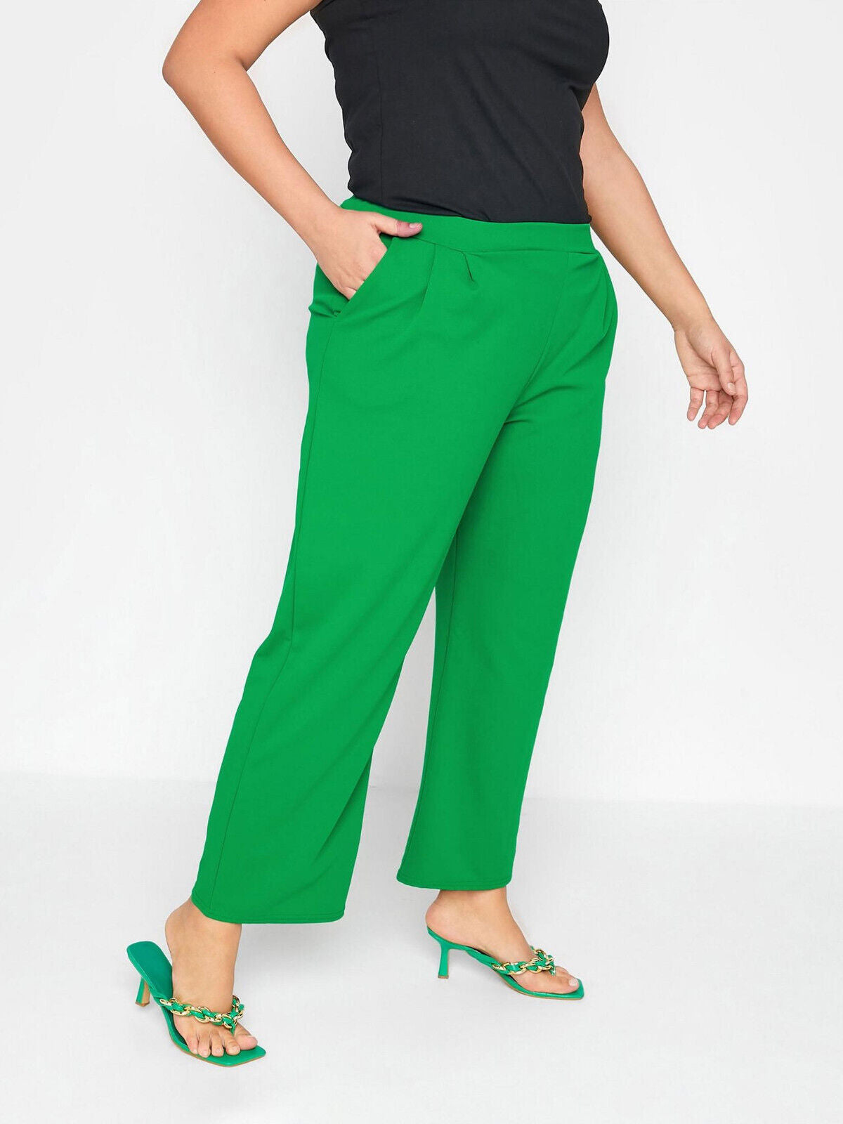 Yours Wide Leg Jade Green Trouser Size 26 **** V30T