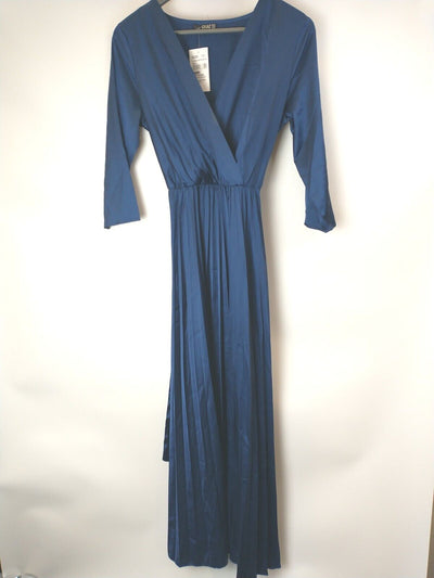 Quiz Navy Satin Wrap Maxi Dress. UK 12 **** Ref V30