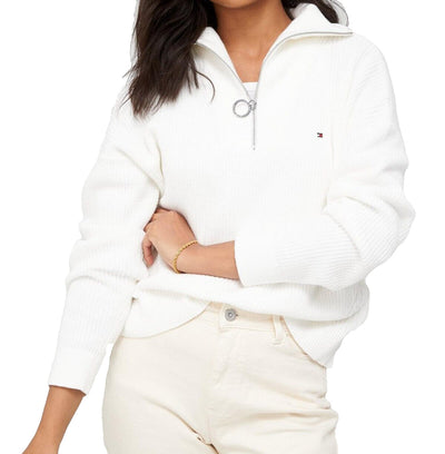 Tommy Hilfiger Hayana Cable Zip Up Sweater White. UK M