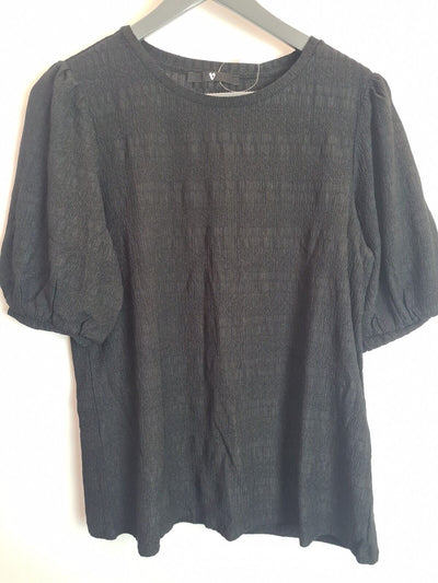 Womens Black Puff Sleeve Top Size 14 **** SW10