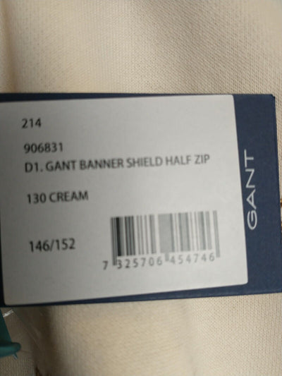 Gant D1. Banner Shield Half Zip - Cream. UK 11/12Years **** Ref V26