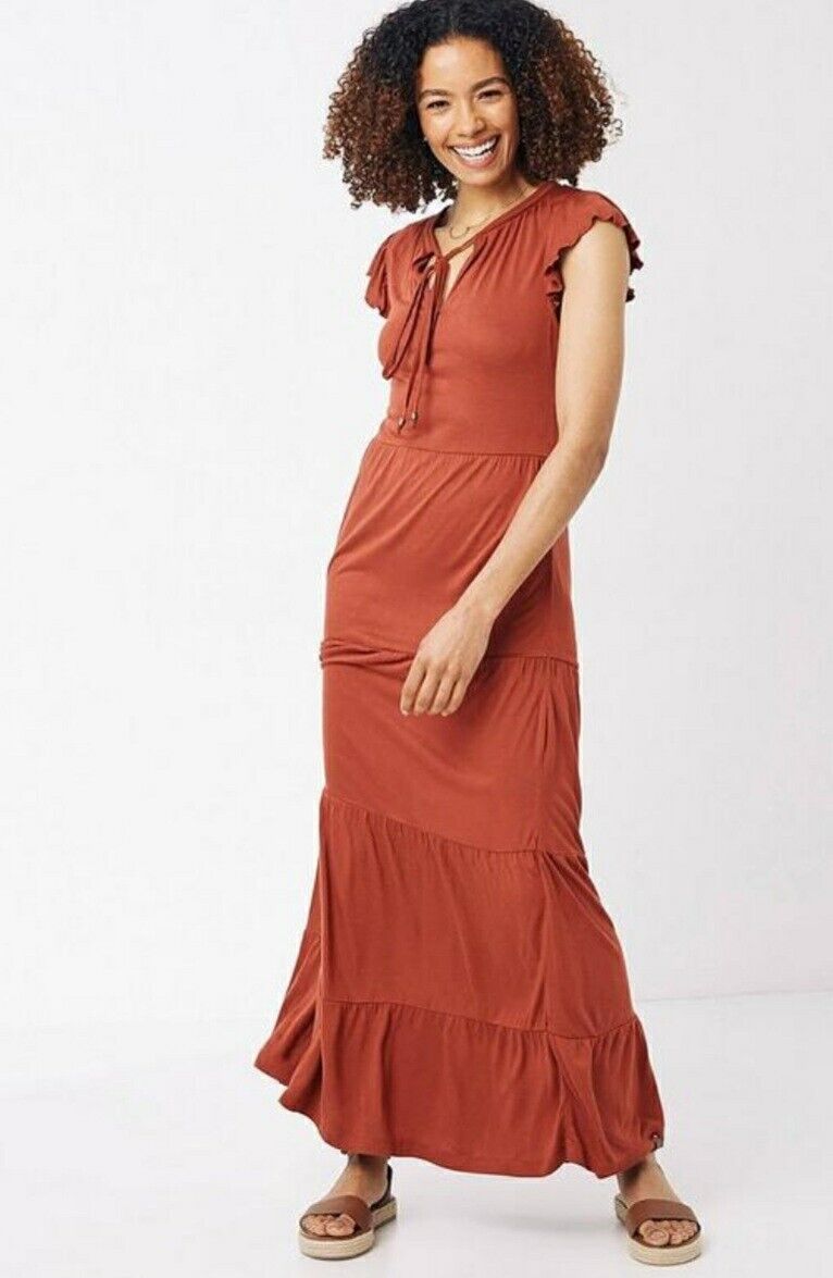 FatFace Suki Jersey Maxi Dress Burnt Orange Uk10****Ref V492