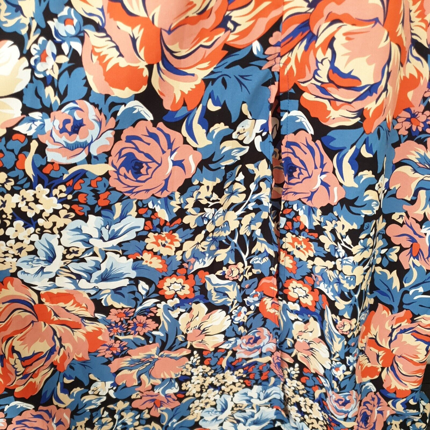 Quiz Coral & Blue Midi Dress With Slit Size 18 ****Ref V507
