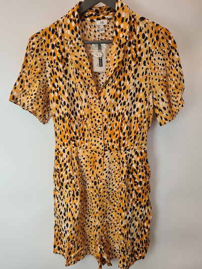 River Island Cali Tripper Animal Print Playsuit Size 14 **** V213