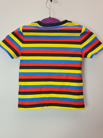 Marc Jacobs Boys Multi Coloured Striped Logo T-Shirt Size 6 Years **** V214