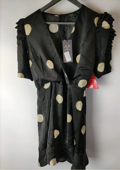 Ax Paris Mono Spot Mini Dress- Black. Uk14