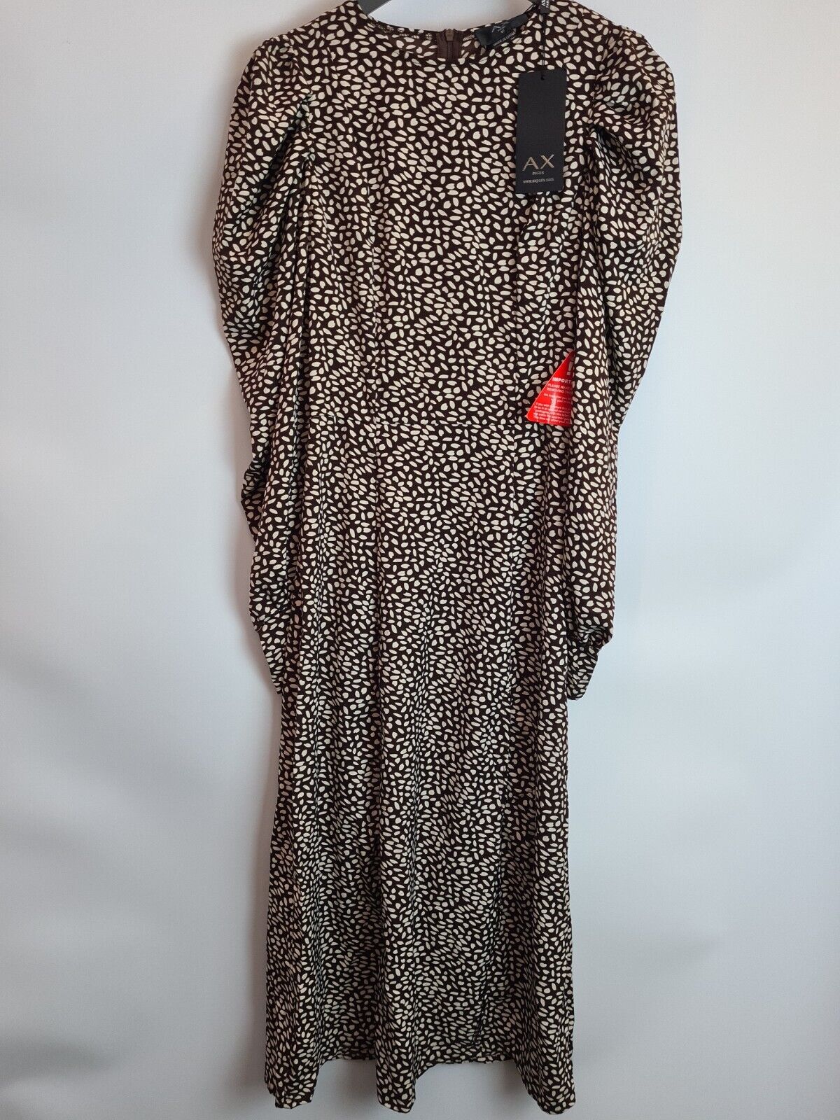 AX Paris Brown Printed Long Sleeve Split Leg Midi Dress Size UK 10 **** V287