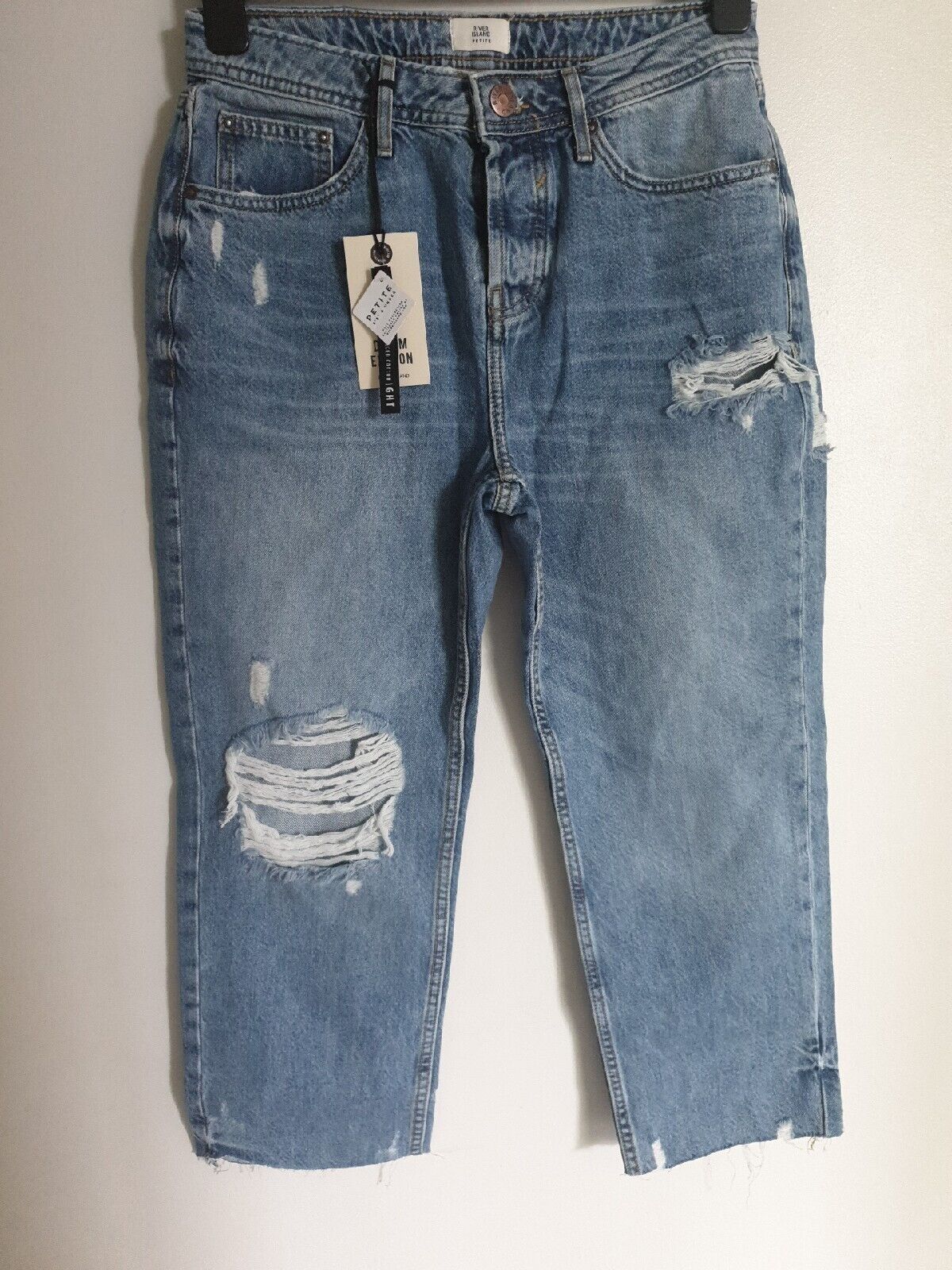 River Island Petite Mid Rise Straight Go Jeans Mid Denim Uk10****Ref V503