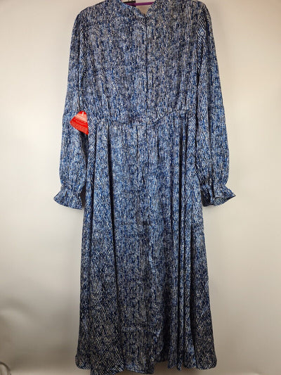 AX Paris Blue Printed Long Sleeve Wrap Midi Dress Size UK 22 **** V28