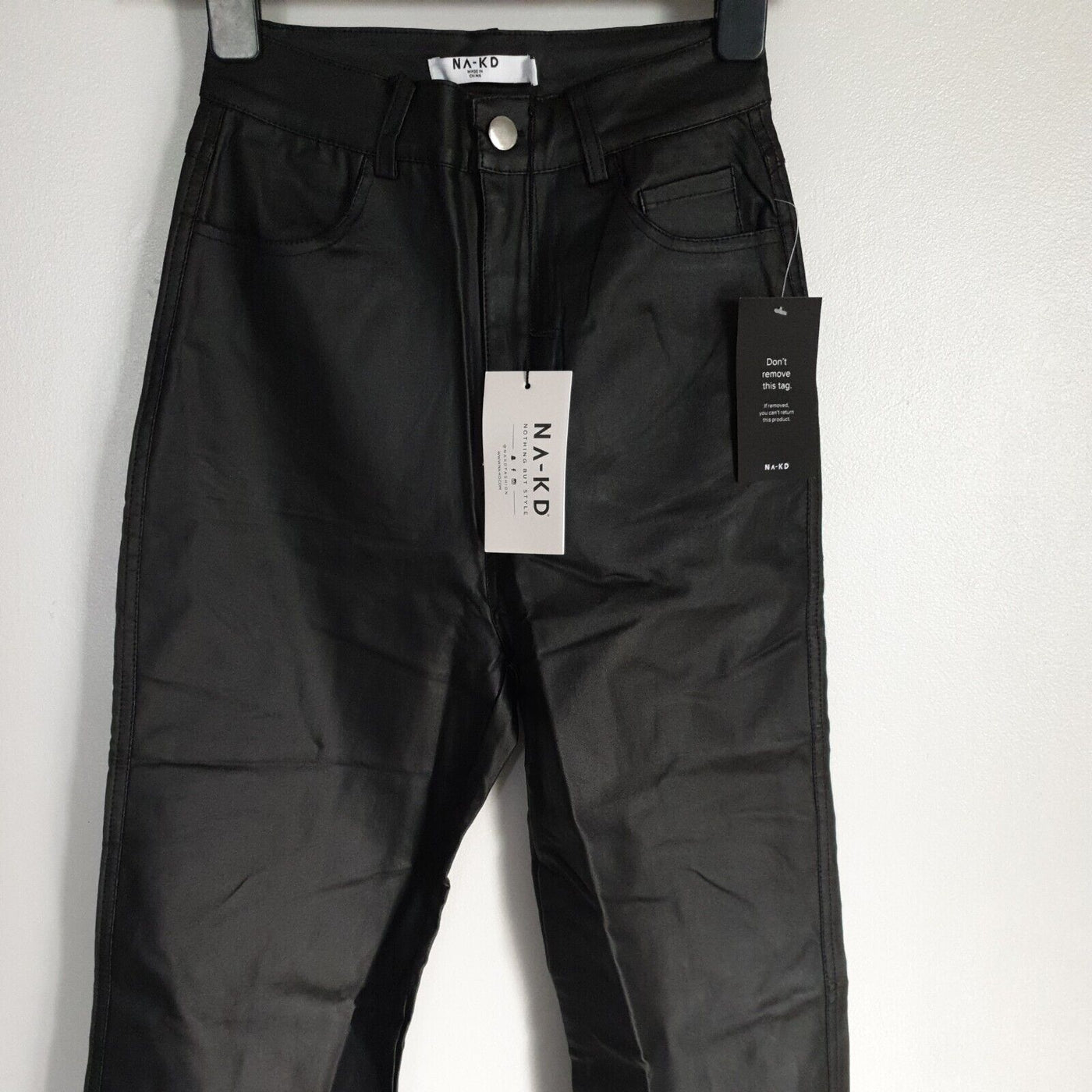 NA-KD Black Coated Trousers EU36 Uk10****Ref V53